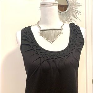 NWOT Chico’s Black Layering Tank Top W/ Braided Neckline Detailing
